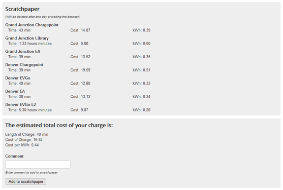 Scratch paper example with saved ev price calculation